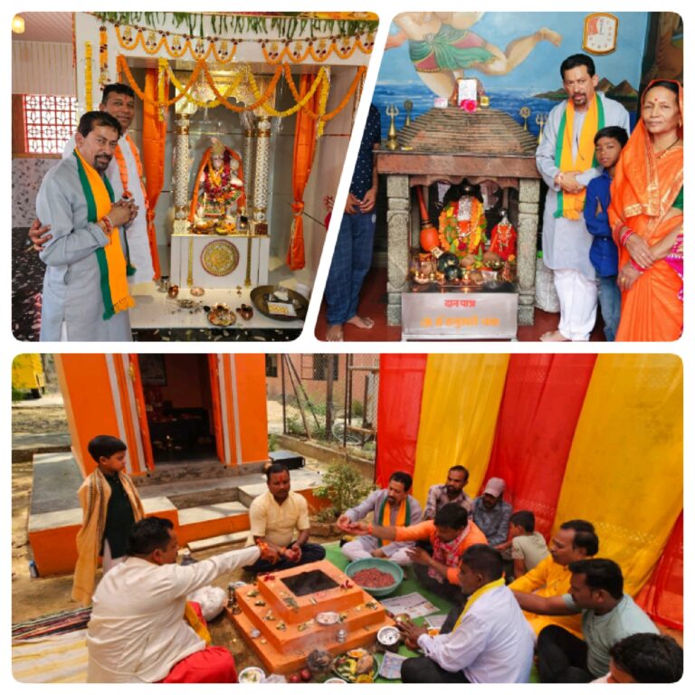 हनुमान मंदिर की प्राण प्रतिष्ठा में महासमुन्द नगर पालिका उपाध्यक्ष देवीचन्द राठी हुए शामिल